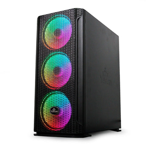 Gabinete Yeyian Ygh-49703 Hollow 2500 Atx, 3ventiladores Argb, Mesh, Usb, Negro