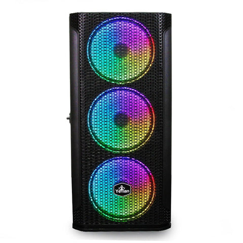 Gabinete Yeyian Ygh-49703 Hollow 2500 Atx, 3ventiladores Argb, Mesh, Usb, Negro