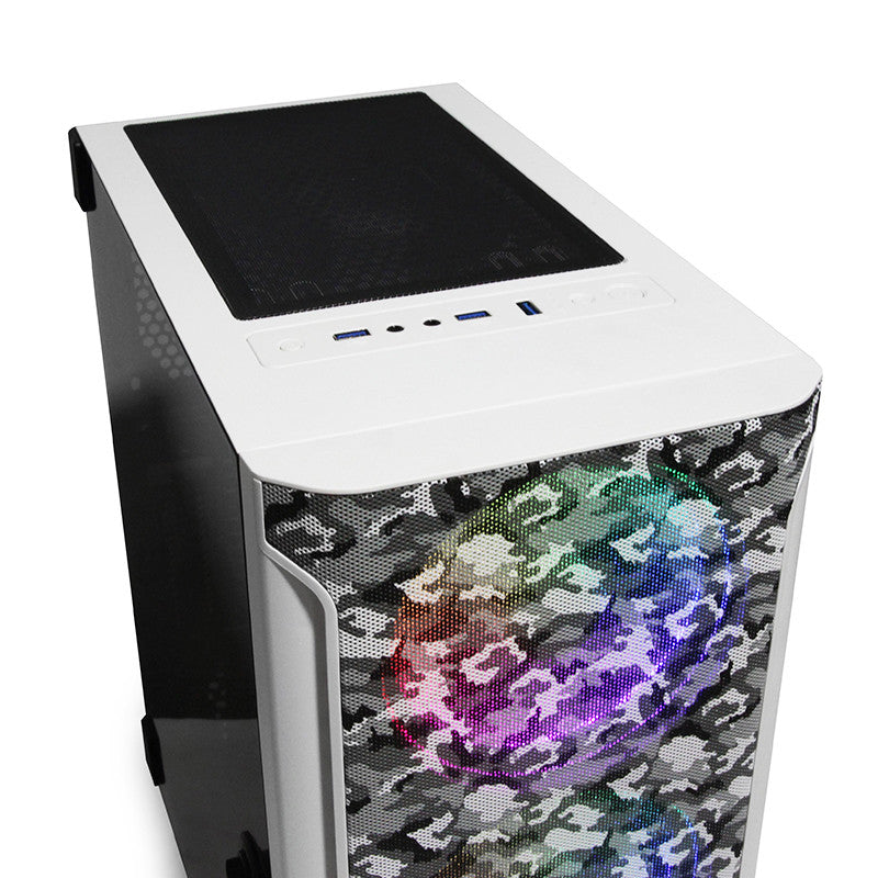 Gabinete Yeyian Ygh-49704 Hollow 2500 Atx 3 Ventiladores Argb Mesh Usb Blanco