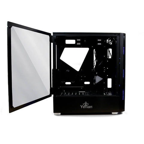 Gabinete Yeyian Ygs-68808 Shadow 2200 Lat Cristal 3 Ventiladores Rgb Usb Negro