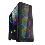Gabinte Ocelot Gaming Atx Panel Frontal De Malla Metalica,  Lateral De Cristal Templado , Sin Fuente,   Incluye 3 Ventiladores