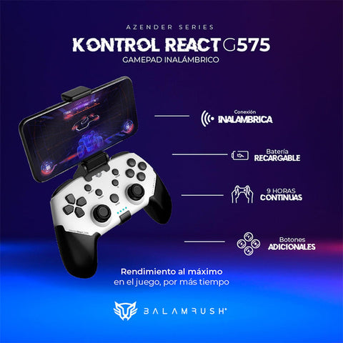 Gamepad Android Ios, Pc, Ps3, Ps4 2.4Ghz, Inalambrico Bt 5.0 Blanco/Negro Br-936927