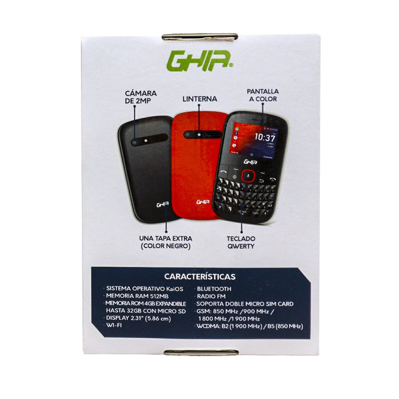 Ghia Smart Feature Phone 3g Gqwerty, Kaios, 2.31 Pulg, Dual Core, Dualsim, 512mb 4gb, Wifi, Bt