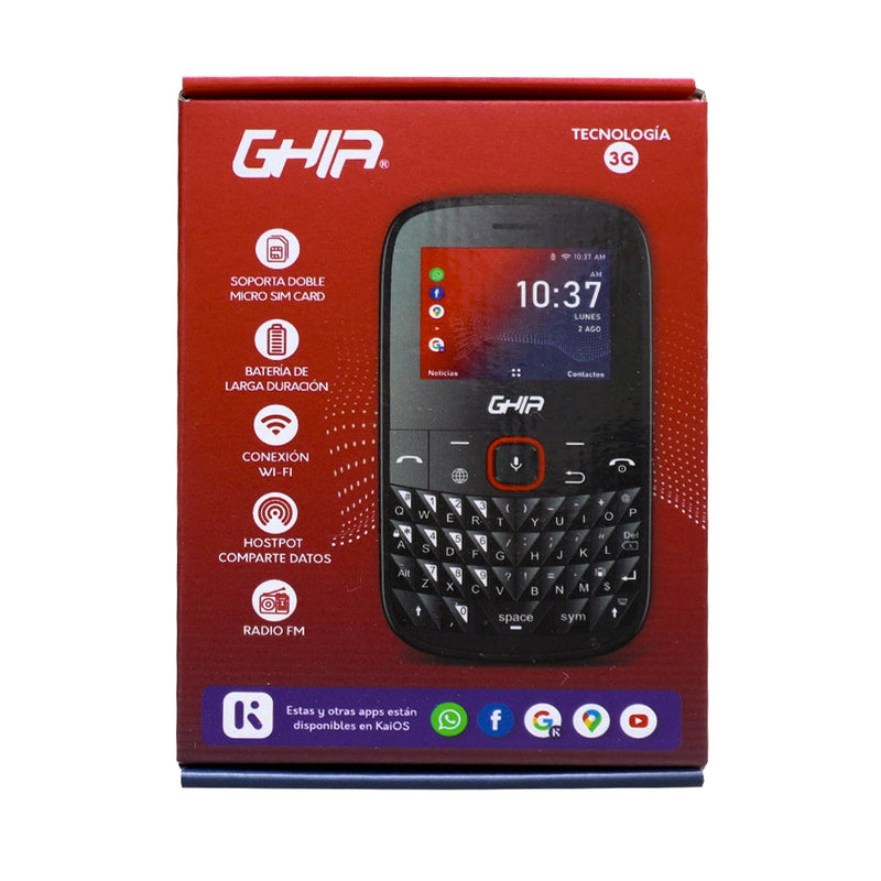 Ghia Smart Feature Phone 3g Gqwerty, Kaios, 2.31 Pulg, Dual Core, Dualsim, 512mb 4gb, Wifi, Bt