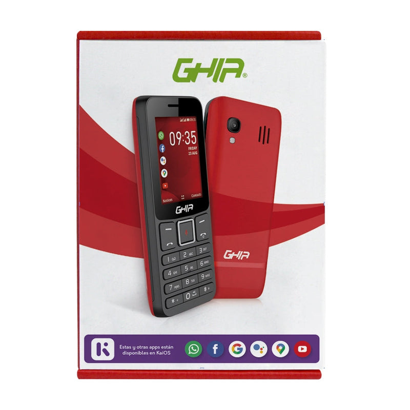 Ghia Smart Feature Phone 3g Kox1, Kaios , 2.4 Pulg , Dual Core, Dualsim, 512mb 4gb, Wifi, Bt,  Rojo