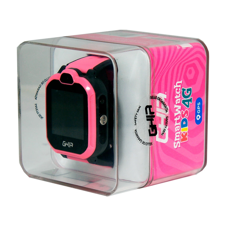 Ghia Smart Watch Kids 4g Rosa-Negro, 1.44 Pulgadas Touch Con Linterna Y Camara, Sim Card 3g-4g