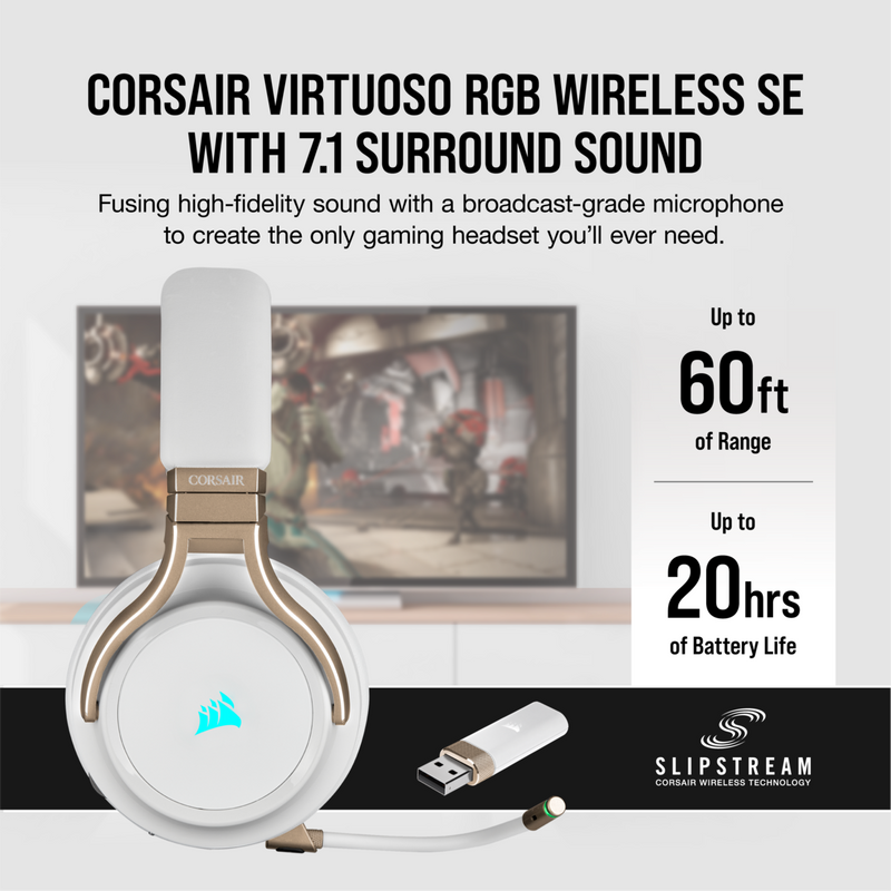 Headset Corsair Virtuoso Rgb Wireless Pearl Ca-9011224-Na