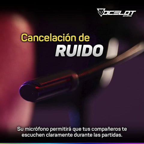 Headsets Gamer OGMH01. Tipo Diadema Over-Ear, Alámbricos, Iluminación Tipo RGB, Micrófono con cancelación de Ruido. Multiplataforma, Adaptador de 2 Puntas
