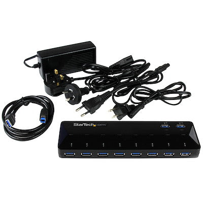 Hub Concentrador Usb 3.0 De 10 Puertos - Hub Con Puertos De Carga Y Sincronización - 2 Puertos De 1.5a - Startech.Com Modelo St103008u2c