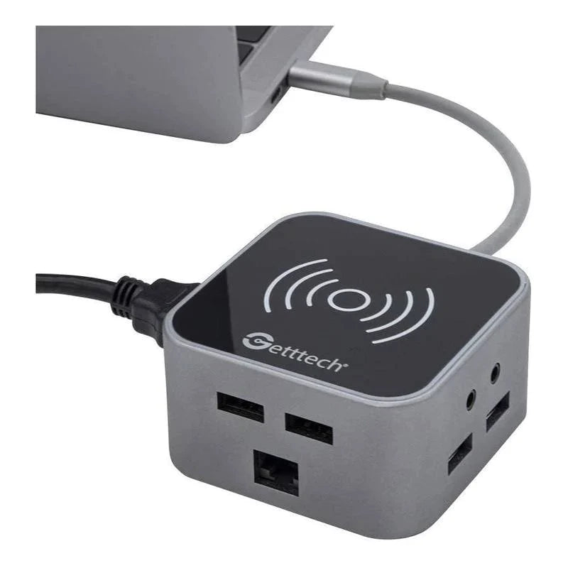 Hub Getttech Tipo C Wireless Ghw-69401 Hdmi, Rj45, Sd, Tf, Usb, 3.5mm