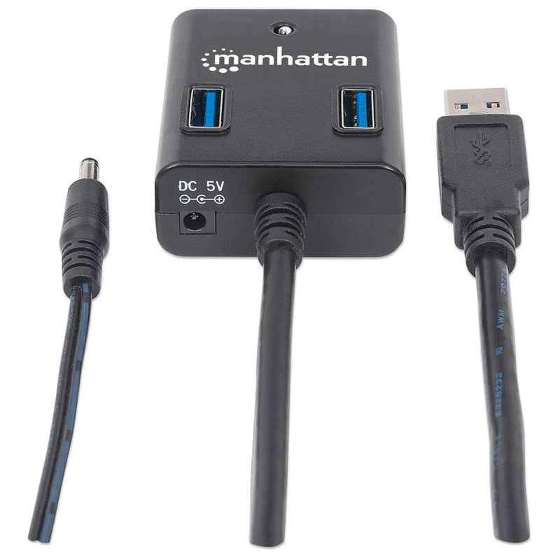 Hub Manhattan Usb A Macho 3.0 A 4puertos Usb A Hembra Con Fuente 162302