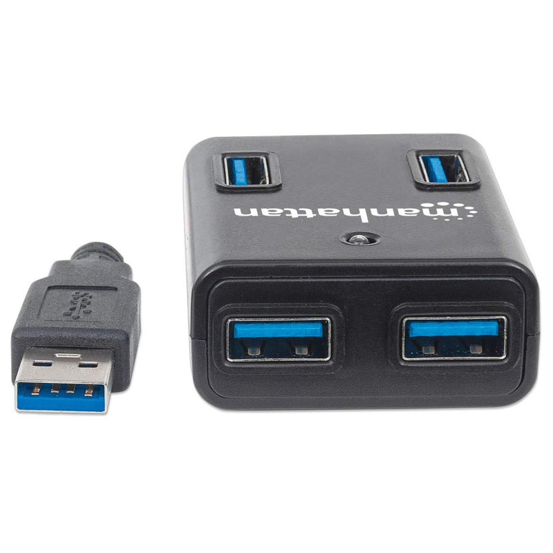 Hub Manhattan Usb A Macho 3.0 A 4puertos Usb A Hembra Con Fuente 162302