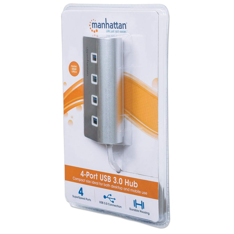 Hub Manhattan Usb A V3.0 Chasis De Aluminio 4 Puertos Alim Por Bus 163767