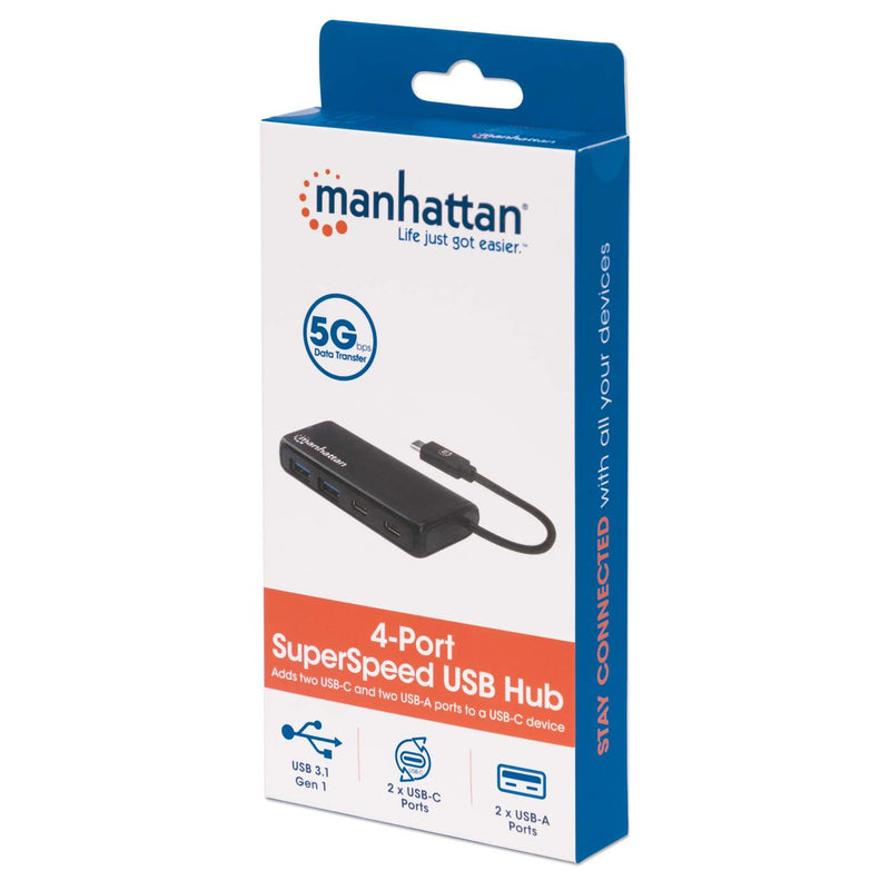 Hub Manhattan Usb-C Macho 3.2 Gen1 A 4 Puertos Hembra Usb-A2,C2 164894