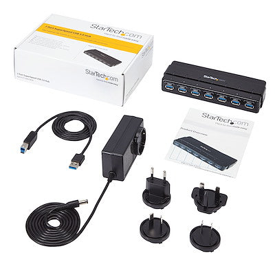 Hub Usb 3.0 De 7 Puertos - Concentrador Usb 3.0 De 7 Puertos - Hub De Escritorio Con Adaptador De Alimentación - Color Negro - Startech.Com Modelo St7300usb3b