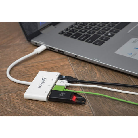 Hub Usb-C Manhattan 3 Puertos Ah Sin Fuente + 1 Puerto Ch 163552
