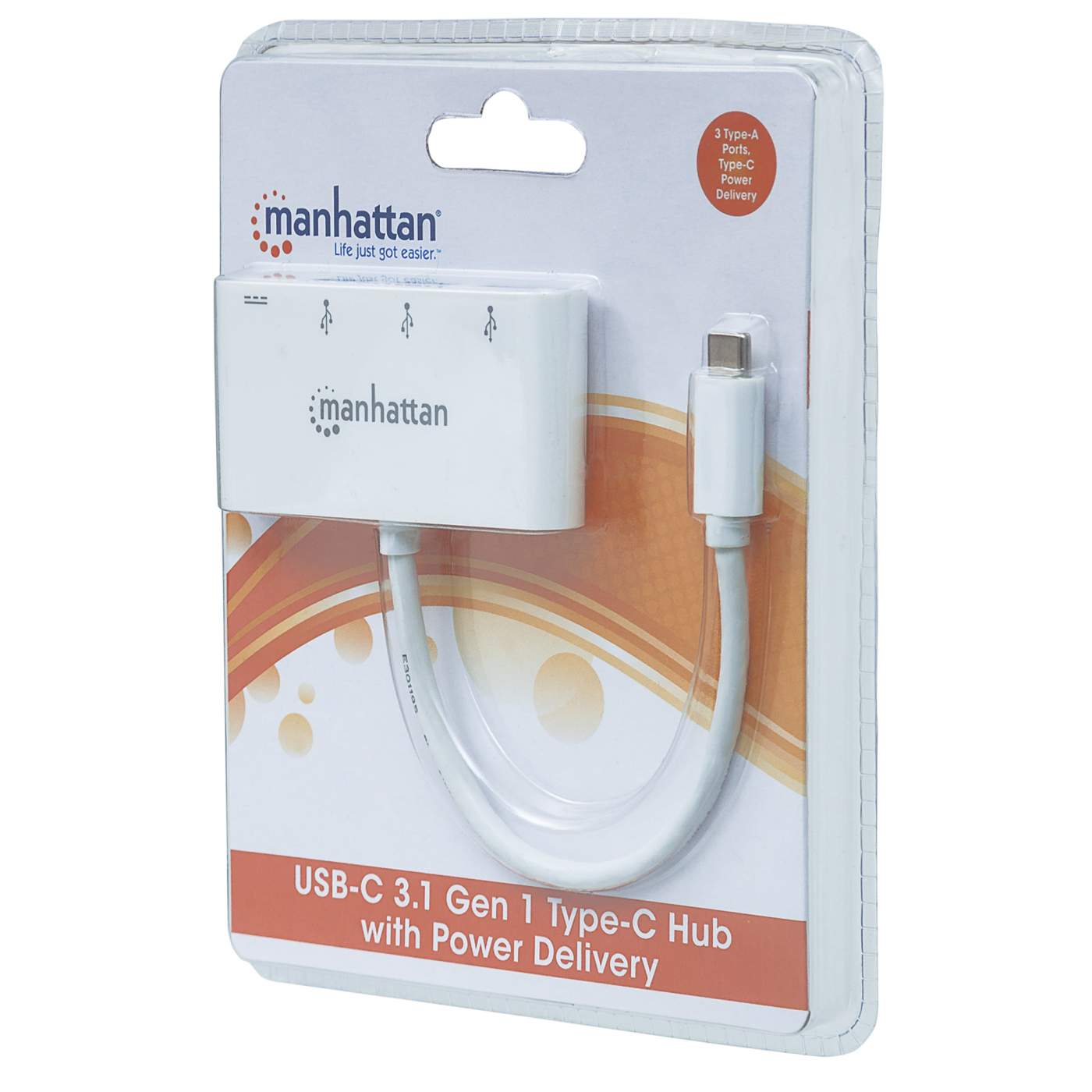 Hub Usb-C Manhattan 3 Puertos Ah Sin Fuente + 1 Puerto Ch 163552