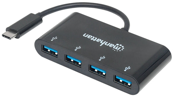 Hub Usb C Manhattan A 4 Puertos V3.1 Negro 162746