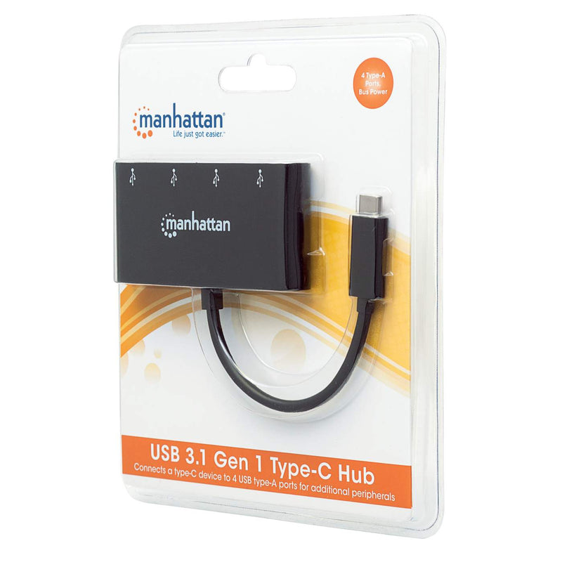 Hub Usb C Manhattan A 4 Puertos V3.1 Negro 162746