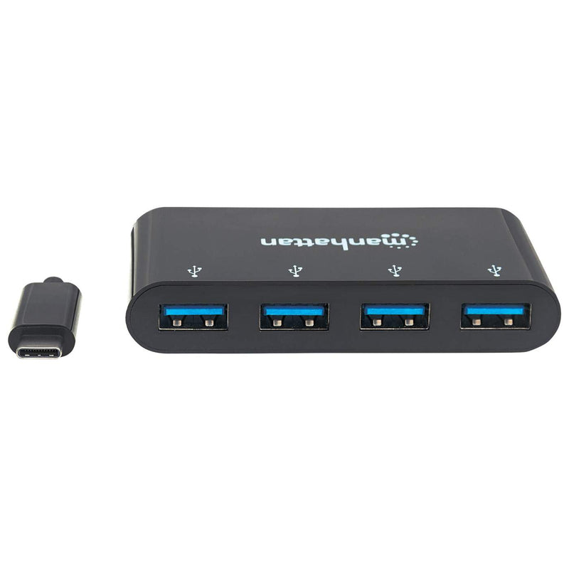 Hub Usb C Manhattan A 4 Puertos V3.1 Negro 162746