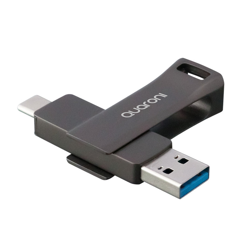 Memoria USB Quaroni 64 GB. Puerto dual USB A y USB C, OTG, cuerpo metálico