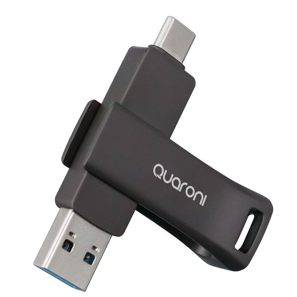 Memoria USB Quaroni 64 GB. Puerto dual USB A y USB C, OTG, cuerpo metálico