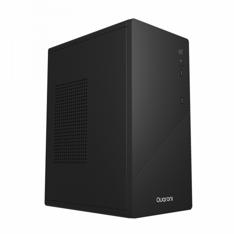Gabinete Media Torre Quaroni | Frente RGB con Fuente 500W Incluida | Soporta ATX Micro ATX Mini ITX | Diseño Gamer Espectacular Negro