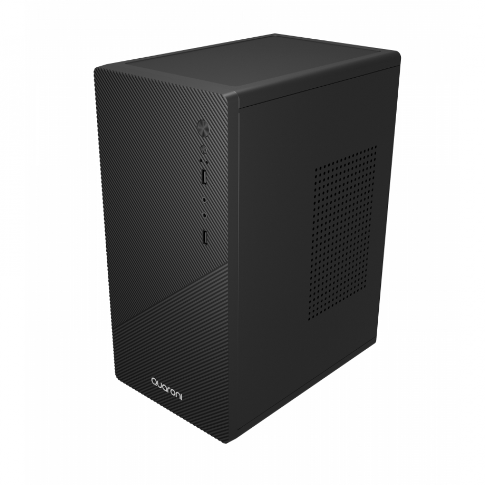 Gabinete Media Torre Quaroni | Frente RGB con Fuente 500W Incluida | Soporta ATX Micro ATX Mini ITX | Diseño Gamer Espectacular Negro
