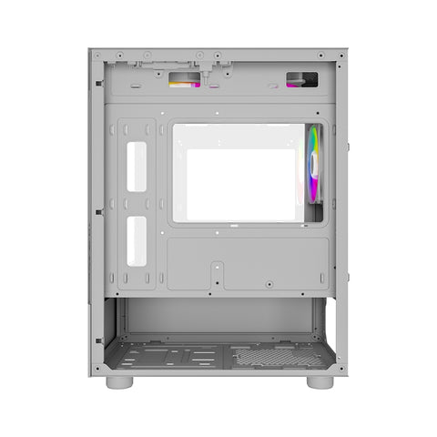 Gabinete Ocelot Gaming Glass Ew7, Mini Tower, Panel Lateral Y Frontal De Cristal Templado, Incluye 3 Ventiladores, Enfriamiento Liquido Hasta 240Mm, Gpu Hasta 315Mm, Color Blanco