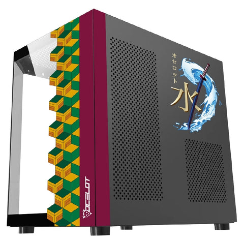 Gabinete Ocelot Gaming Black Mizu, Panel Lateral Y Frontal De Cristal Templado, Incluye 3 Ventiladores, Enfriamiento Liquido Hasta 240Mm, Gpu Hasta 320Mm, Color Negro