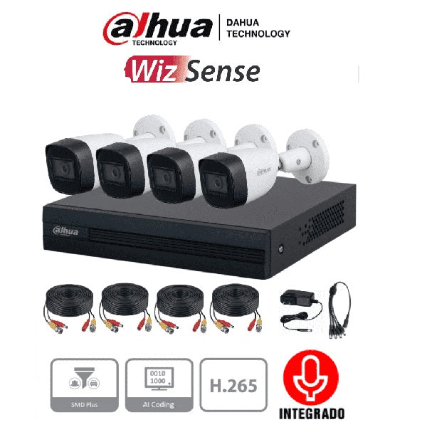 Kit Dahua 4 Canales De 2 Mp (Dh-Kit/Xvr1b04-I/4-Hfw1200cmn-A-0280b-S5)