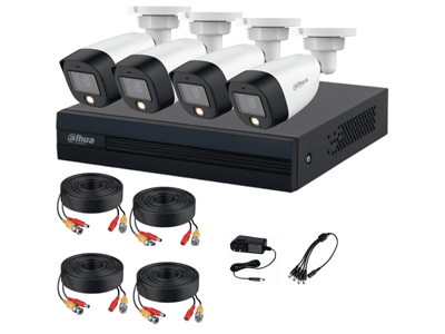 Kit de 4 Canales Full Color de 2 MP/ DVR Cooper-I WizSense/ Con IA/ H.265+/ 4 Camaras Full Color de 2 Megapixeles - NO INCLUYE DISCO DURO