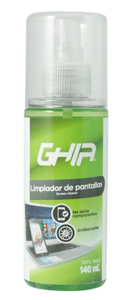 Kit De Limpieza Para Pantallas Ghia, Incluye Toalla Tipo Esponja Y Liquido Limpiador 140ml Antibacterial