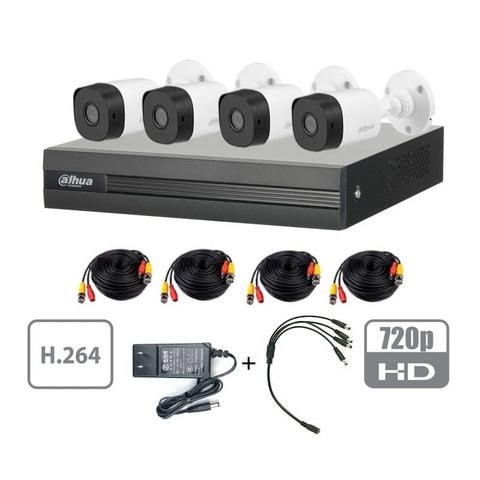 Kit de Seguridad Dahua 4 Canales 1Mp De 720P(Dh-Kit/Xvr1A04/4-B1A11N-0280B)