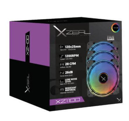 Kit De Ventiladores Xzeal Argb 120x25mm 1200rpm 33cfm 26db Xzve100b