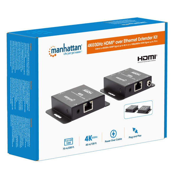 Kit Extensor Hdmi Manhattan Sobre Ethernet 4k@30hz 40m (168397)