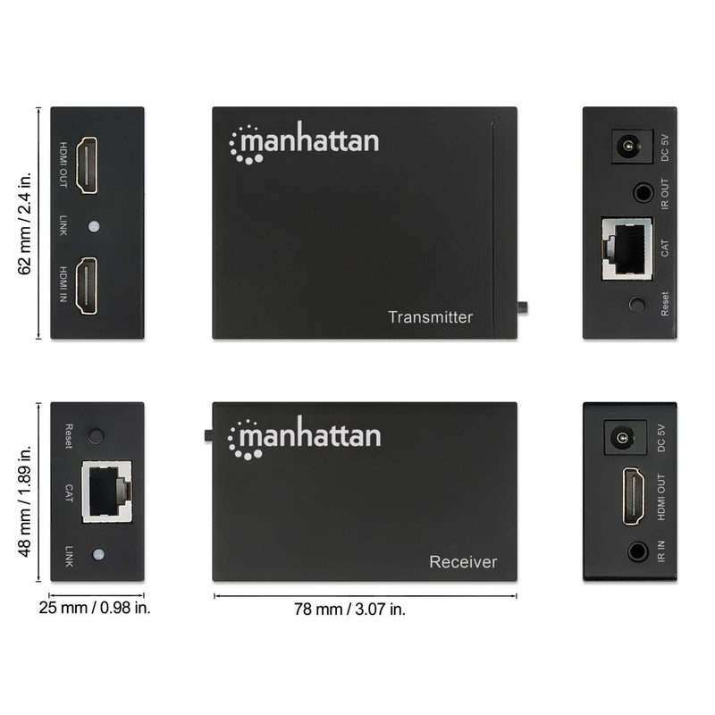 Kit extensor manhattan hdmi via ethernet 50m 1080p cat6 sop. Ir 207584