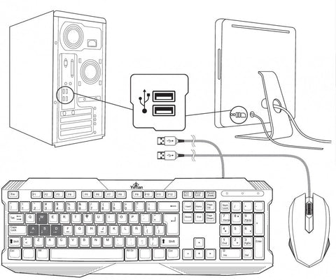 Kit Gamer Teclado Y Mouse Yeyian Yc1001, Ps1001 Phoenix Led, Usb, 1000Dpi