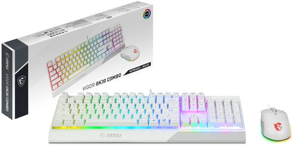 Kit Msi Vigor Gk30 Combo White Us Teclado+Mouse Rgb Mecanico