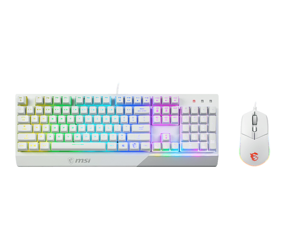 Kit Msi Vigor Gk30 Combo White Us Teclado+Mouse Rgb Mecanico