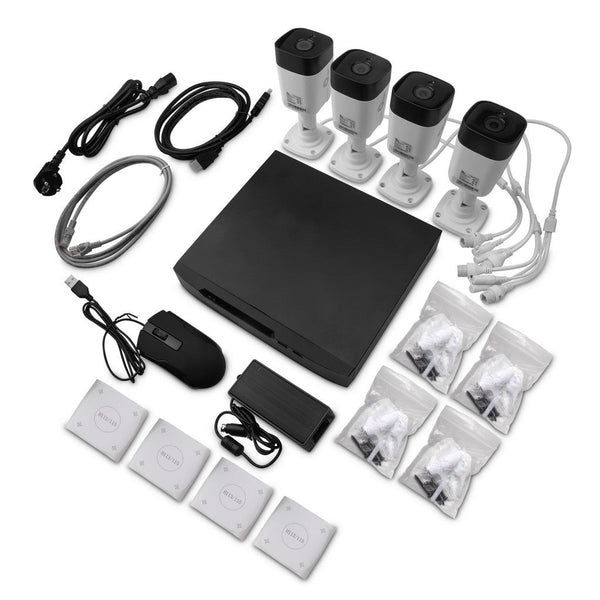 Kit Nvr Qian 8 Canales, 4Cam 5Mp Ip Poe Bullet, 1Tb, Vga, Hdmi, Ethernet