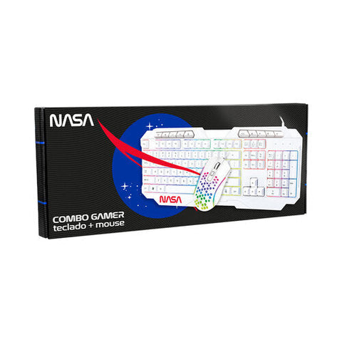 Kit Teclado Y Mouse Alambrico Nasa By Techzone Ns-Gc01 Led Rgb Blanco