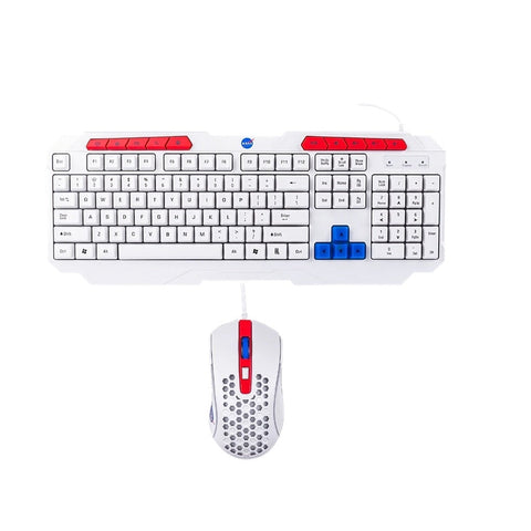 Kit Teclado Y Mouse Alambrico Nasa By Techzone Ns-Gc02 Led Rgb Blanco - Ingles