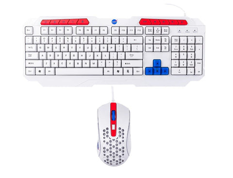 Kit Teclado Y Mouse Alambrico Nasa By Techzone Ns-Gc02 Led Rgb Blanco - Ingles