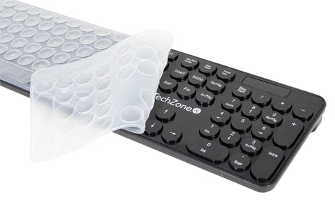 Kit Teclado Y Mouse Slim Techzone De 2.40 Ghz 104 Teclas Con Retina De Silicon Para Retener Liquidos Y Polvo