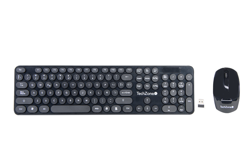 Kit Teclado Y Mouse Slim Techzone De 2.40 Ghz 104 Teclas Con Retina De Silicon Para Retener Liquidos Y Polvo