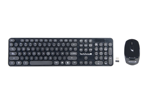 Kit Teclado Y Mouse Slim Techzone De 2.40 Ghz 104 Teclas Con Retina De Silicon Para Retener Liquidos Y Polvo