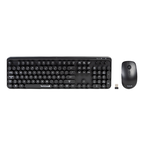 Kit Teclado Y Mouse Techzone Tz19comb01-Ina Nano Usb Inalambrico Diseño Retro