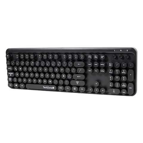Kit Teclado Y Mouse Techzone Tz19comb01-Ina Nano Usb Inalambrico Diseño Retro