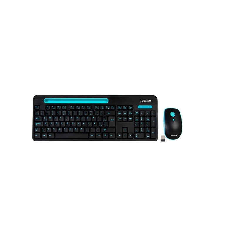 Kit Teclado Y Mouse Techzone Tz20comb02-Ina Inalambrico Ranura Soporte Azul